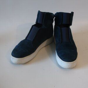Womens A7EIJE New York Blue Suede Hi Top Slip-On Sneakers 7 *